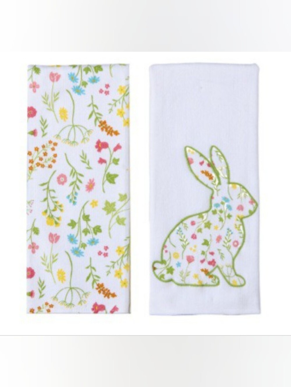 Floral & Bunny 2pk Hand Towel NWOT